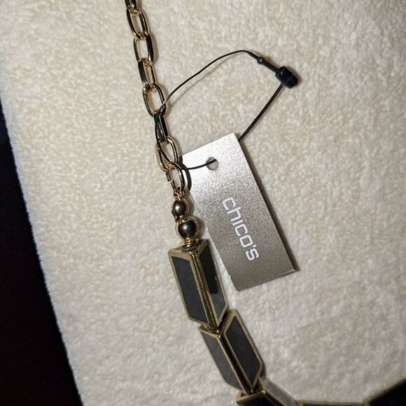 Chico's Geometric Black & Gold Statement Necklace - Picture 6 of 6